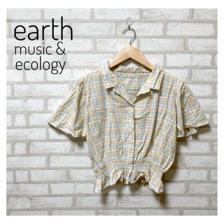 アースミュージックアンドエコロジー(earth music & ecology)のearth music & ecology レディース チェックブラウス F 黄(シャツ/ブラウス(長袖/七分))