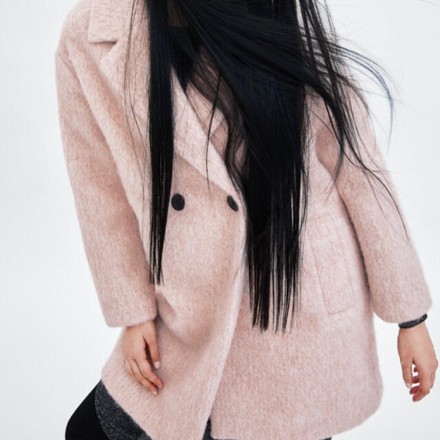 ZARA ザラ ダブルコート ふわふわ プードル ピンク ジャケット 冬 | フリマアプリ ラクマ