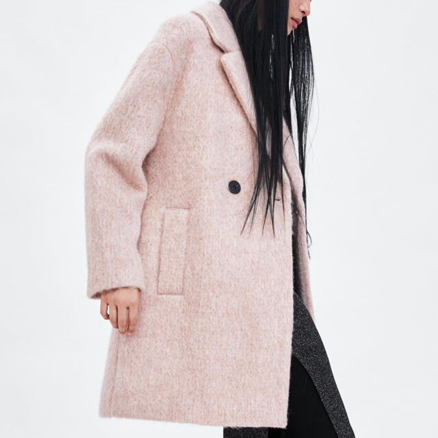 ZARA ザラ ダブルコート ふわふわ プードル ピンク ジャケット 冬
