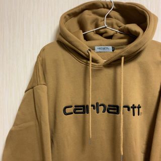 カーハート(carhartt)の【美品】カーハート パーカー デカロゴ 刺繍 アースカラー 希少サイズ(パーカー)