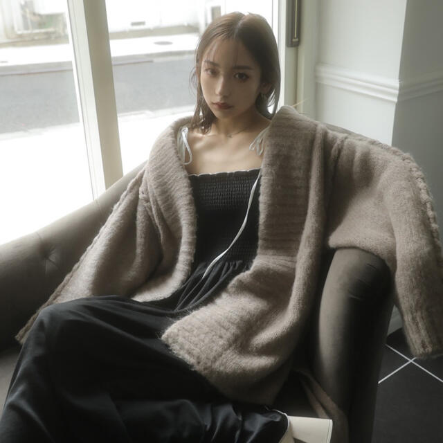 meltthelady layered mohair cardigan グレー