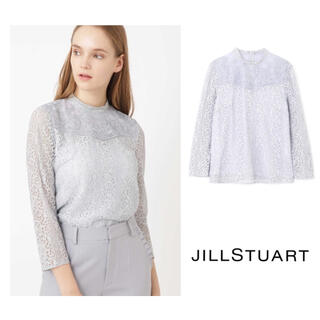 ジルスチュアート(JILLSTUART)の美品☆JILLSTUARTジュリアンレースブラウス スカイブルー（アイスブルー）(シャツ/ブラウス(長袖/七分))