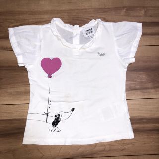 アルマーニ ジュニア(ARMANI JUNIOR)のアルマーニジュニア　半袖Tシャツ　犬　プリント　2A 90 女の子(Tシャツ/カットソー)