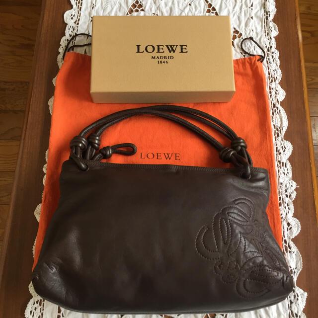 LOEWEロエベこげ茶ナッパレザーバッグ 本物保証! 12838円引き ...