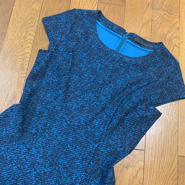 美品♡ANAYI アナイ♡アートピケツィーディプリントフレアワンピース 黒 青緑