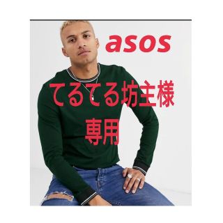 エイソス(asos)のasos コントラストライン長袖Ｔシャツ／グリーン(Tシャツ/カットソー(七分/長袖))