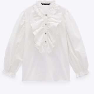 黒 桜古典 ZARAフリルブラウス ビジューボタン - 通販 - kap-th.com