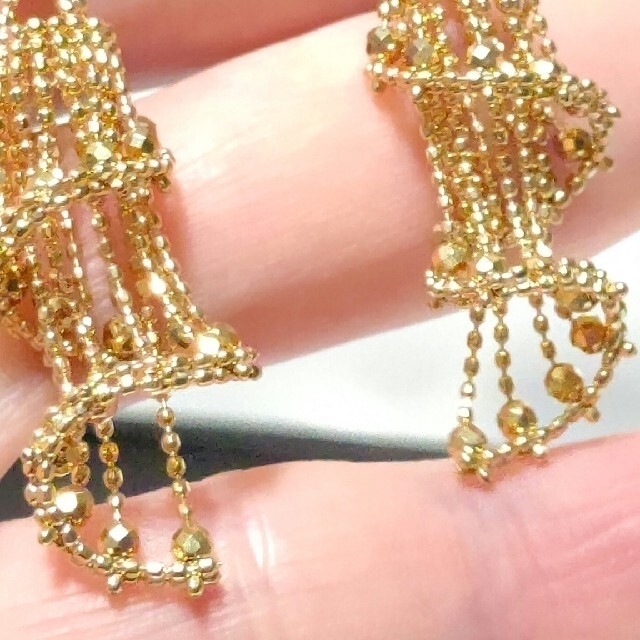 K18刻印。豪華地金ピアス・シャンデリア調キラキラ アクセサリー K18刻印。豪華地金ピアス・シャンデリア調キラキラ アクセサリー