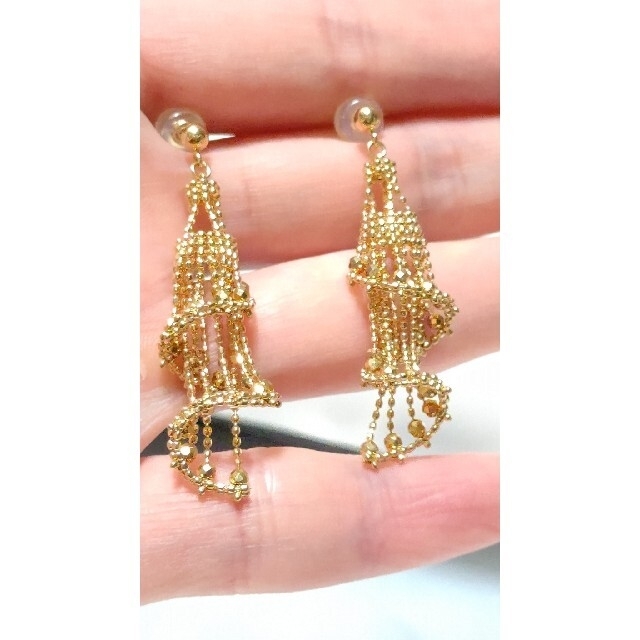 K18刻印。豪華地金ピアス・シャンデリア調キラキラ アクセサリー K18刻印。豪華地金ピアス・シャンデリア調キラキラ アクセサリー