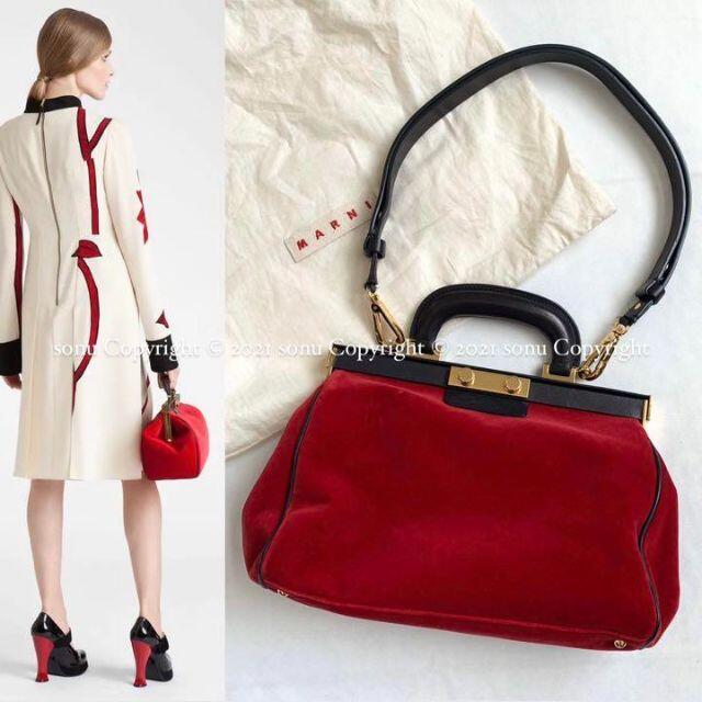 MARNI マルニ ベルベット フレーム 2way バッグ 赤 ベロア Bagバッグ
