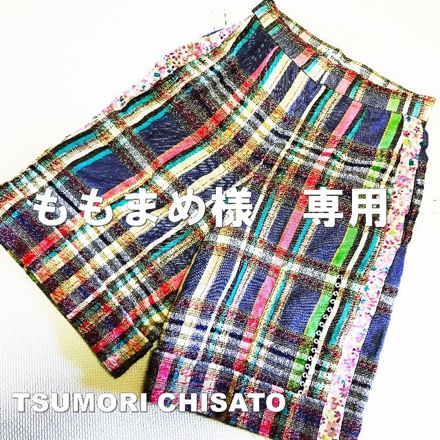 TSUMORI CHISATO(ツモリチサト)の【TSUMORI CHISATO】レースシルク切替 ラメ帯パターン ハーフパンツ レディースのパンツ(ハーフパンツ)の商品写真