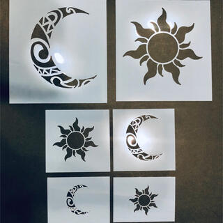 ステンシルシート  月　太陽(型紙/パターン)