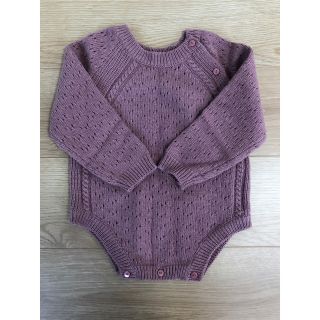 ザラキッズ(ZARA KIDS)のニットロンパース ピンクベージュ XS 80(ロンパース)