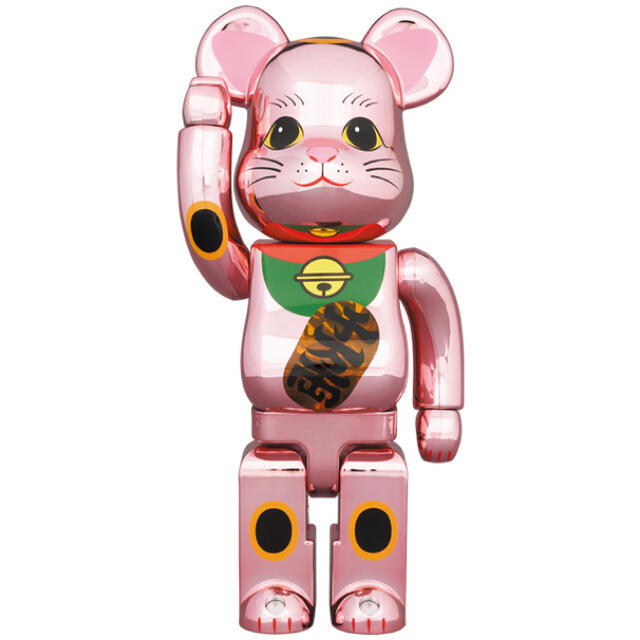 MEDICOM TOY(メディコムトイ)のbe@rbrick 招き猫 桃金メッキ 発光 400% ベアブリック エンタメ/ホビーのフィギュア(その他)の商品写真