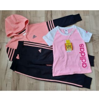 アディダス(adidas)の新品！adidasアディダス　スウェットパーカー上下Tシャツ３点セット120cm(その他)