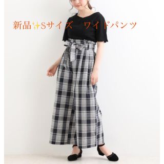 マジェスティックレゴン(MAJESTIC LEGON)の新品✨タグ付き♪定価5,830円　上品　大人可愛い💓ワイドパンツ　S ネイビー(カジュアルパンツ)