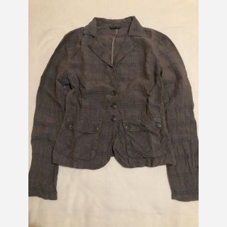 シスレー(Sisley)の美品 SISLEY シスレー 麻テーラードジャケット チェック(テーラードジャケット)