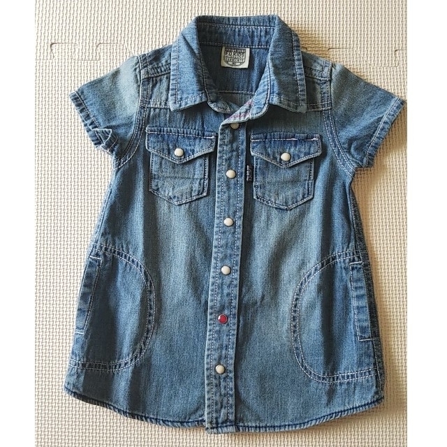 F.O.KIDS(エフオーキッズ)の未使用 デニムトップス チュニック 80cm キッズ/ベビー/マタニティのベビー服(~85cm)(シャツ/カットソー)の商品写真