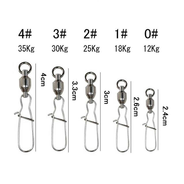 クイックスナップ ボールベアリング スイベル ステンレス 50個セット 4# スポーツ/アウトドアのフィッシング(その他)の商品写真