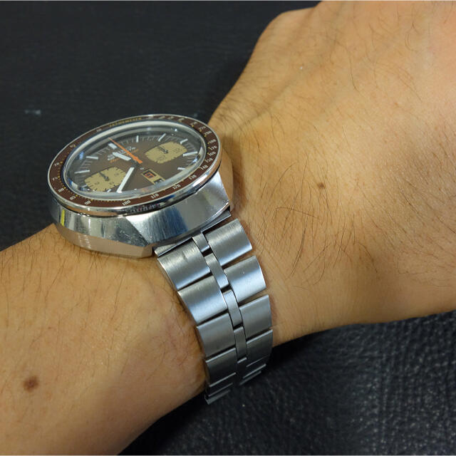 SEIKOスピードタイマー用社外品ブレスレット 6138-0040 茶黒ウマ用 メンズの時計(金属ベルト)の商品写真