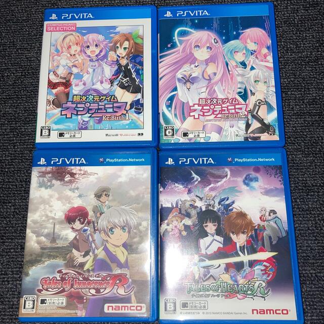 中古　ps vita 本体　ソフト4本　まとめ売り　テイルズ　ネプテューヌ エンタメ/ホビーのゲームソフト/ゲーム機本体(携帯用ゲーム機本体)の商品写真