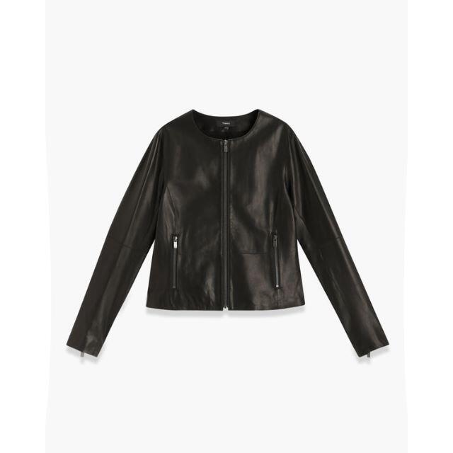 Theory 20AW セオリー ノーカラー レザージャケット Theory 20AW セオリー ノーカラー レザージャケット