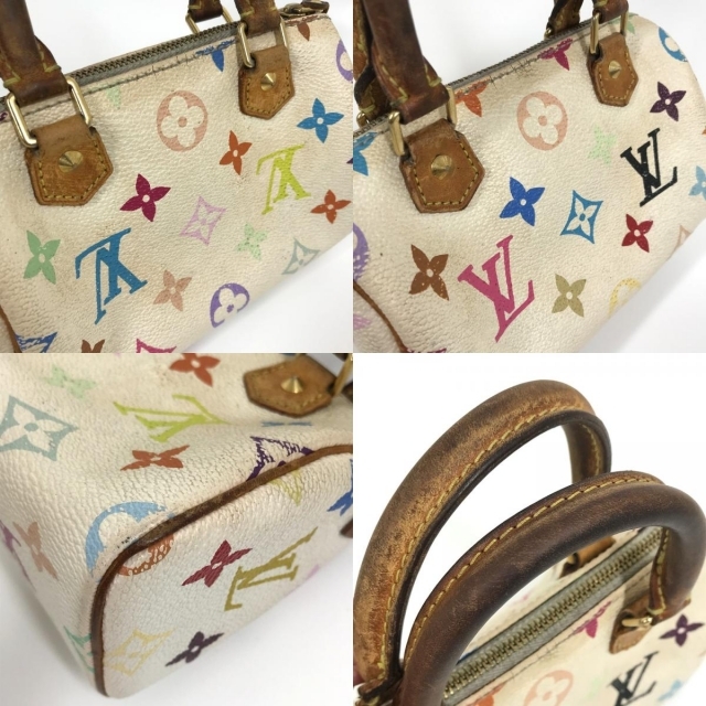 ルイヴィトン LOUIS VUITTON ミニスピーディ M92645 モノグラムマルチ ミニボストンバッグ ハンドバッグ ショルダーバッグ モノグラムマルチカラーキャンバス ブロン ホワイト×マルチカラー