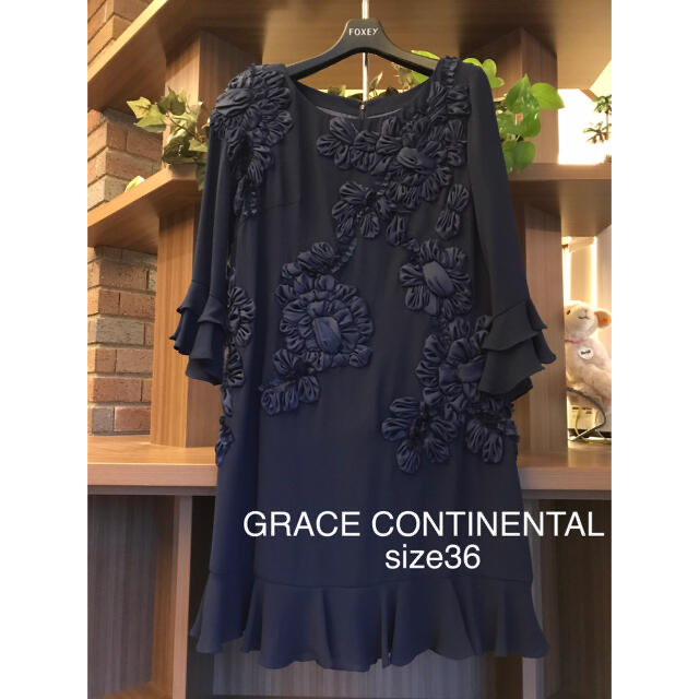 FOXEYNEWYORK【美品☆】GRACE CONTINENTAL フラワーモチーフワンピース　36