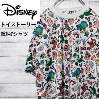 ディズニー(Disney)のTOY STORY トイストーリー Tシャツ 半袖 総柄 デザインTシャツ(Tシャツ/カットソー(半袖/袖なし))