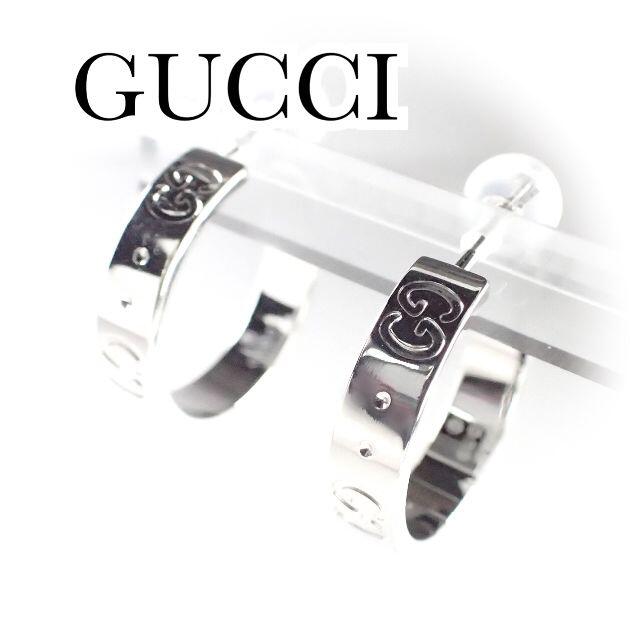 GUCCI - グッチ GUCCI K18WG アイコン フープ ピアス GG の通販 GUCCI - グッチ GUCCI K18WG アイコン フープ ピアス GG の通販