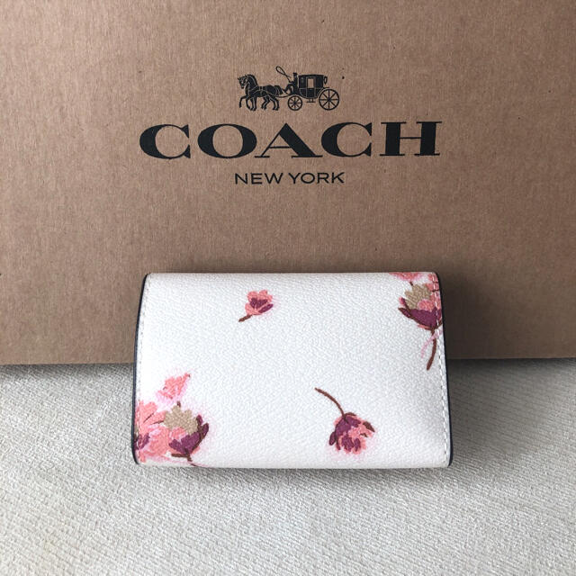 タグ付き新品★COACH コーチ レザー 花柄 5連キーケース(リング付き) 4