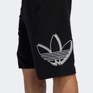 アディダス(adidas)の新品 アディダスオリジナルス Ｏ スウェットトレフォイルハーフパンツ ブラック黒(ショートパンツ)