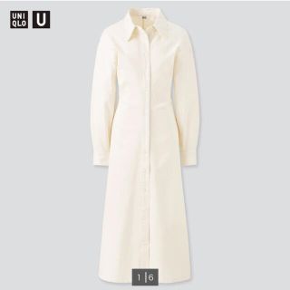 ユニクロ(UNIQLO)の新品未開封 ユニクロ ロングシャツワンピース（長袖）Lサイズ(ロングワンピース/マキシワンピース)