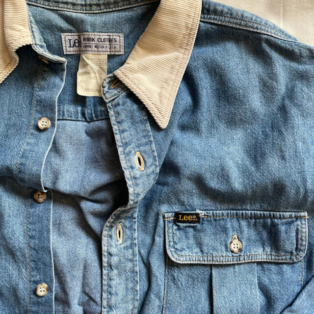 LEE デニムシャツ denim shits 襟 切り替え コーデュロイ