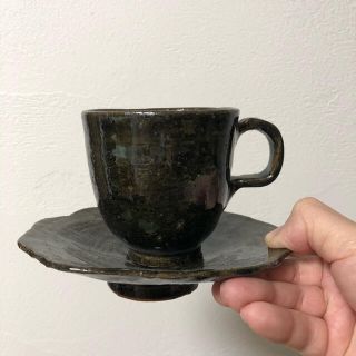 陶器コーヒーカップ　お洒落　ハンドメイド手作り(食器)