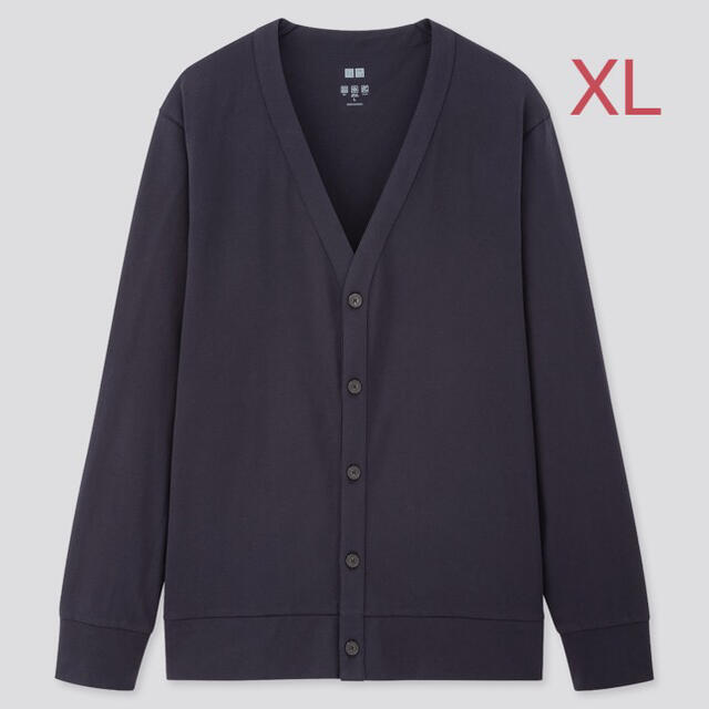 UNIQLO(ユニクロ)のユニクロ MEN エアリズム UVカットカーディガン XL／ネイビー 新品！ メンズのトップス(カーディガン)の商品写真