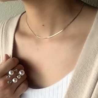 ザラ(ZARA)のスネークチェーン スネーク ネックレス ピンクゴールド　ステンレス 2mm40(ネックレス)