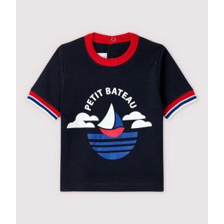 プチバトー(PETIT BATEAU)のmomo様専用　プリント半袖Ｔシャツ 　24m ネイビー　ロゴとトリコロール(Ｔシャツ)