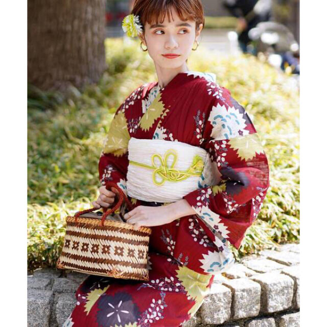 新品【えんじに撫子と萩】ウタタネ utatane レディース 浴衣単品 新品【えんじに撫子と萩】ウタタネ utatane レディース 浴衣単品