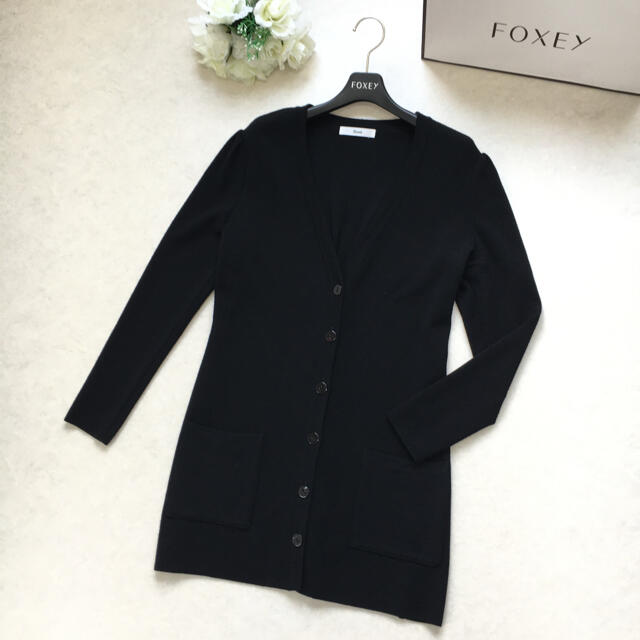 美品】Rene ルネ ストレッチ 細く見える ロング ウール カーディガン
