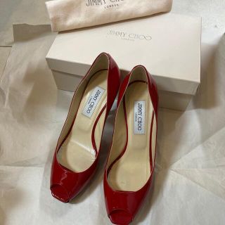 ジミーチュウ(JIMMY CHOO)のJIMMY CHOO パンプス　エナメル　レッド　37.5  24cm(ハイヒール/パンプス)