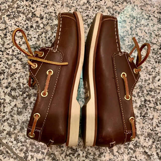 Timberland(ティンバーランド)の【専用】Timberland デッキシューズ 本革 18.5cm ブラウン キッズ/ベビー/マタニティのキッズ靴/シューズ(15cm~)(ローファー)の商品写真