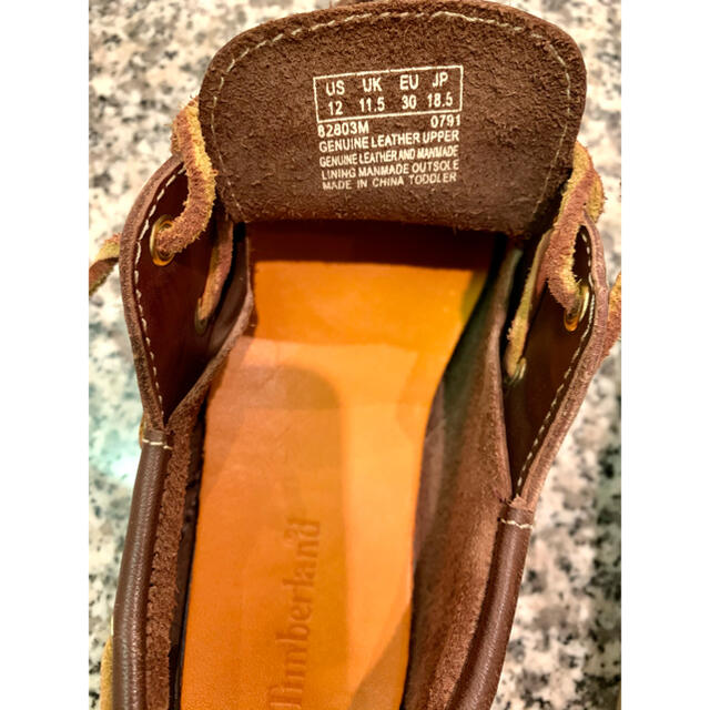 Timberland(ティンバーランド)の【専用】Timberland デッキシューズ 本革 18.5cm ブラウン キッズ/ベビー/マタニティのキッズ靴/シューズ(15cm~)(ローファー)の商品写真