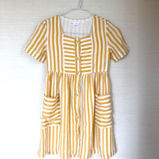 ザラキッズ(ZARA KIDS)のZARA リネンワンピース ストライプ 134(ワンピース)