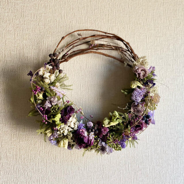 wreath【purple×purple】 ハンドメイドのフラワー/ガーデン(リース)の商品写真