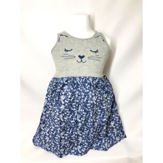 【すぐ発送可能】GAP ねこ　ワンピース　グレー　青　105cm(ワンピース)