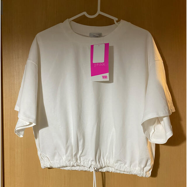 しまむら(シマムラ)のしまむら　2PINK 裾シャーリングTシャツ レディースのトップス(Tシャツ(半袖/袖なし))の商品写真