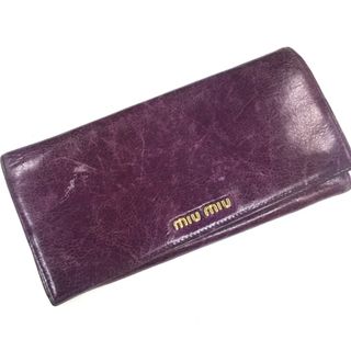 ミュウミュウ(miumiu)のミュウミュウ MIUMIU ファスナー 長財布 レザー パープル パープル(財布)