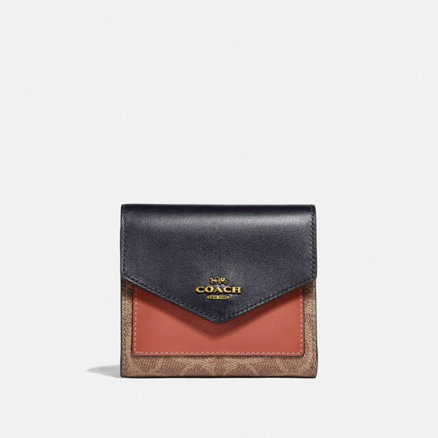 COACH☆新品】完売品！大人気！折り財布！ライト ピーチ！カラーブロック！