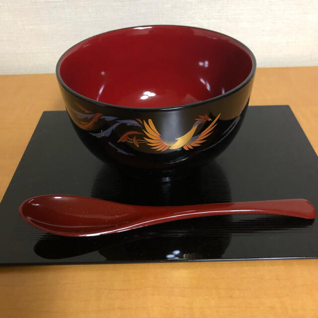 Kansai Yamamoto(カンサイヤマモト)の山本寛斎ZEN 山中漆器　鳳凰　お椀(丼) お盆各5客セット　新品未使用　超美品 インテリア/住まい/日用品のキッチン/食器(食器)の商品写真